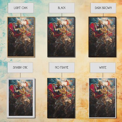 Krishna Wall Art, Radha Krishna Framed Canvas Print, Indian Hindu Wall Art