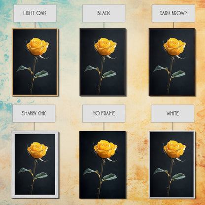 Maximalist Painting Print of a Yellow Rose, Framed Canvas, Wood Framed Art, Modern Farmhouse Decor, Rose Painting, Rose Art