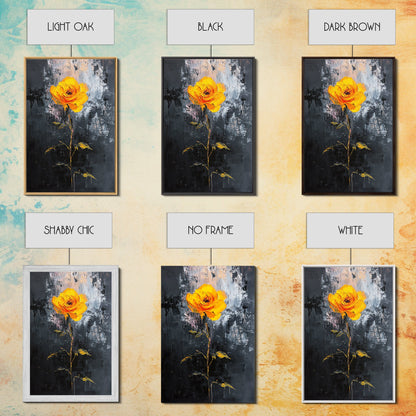 Abstract Painting Print of a Yellow Rose, Framed Canvas, Wood Framed Art, Modern Farmhouse Decor, Rose Painting, Rose Art