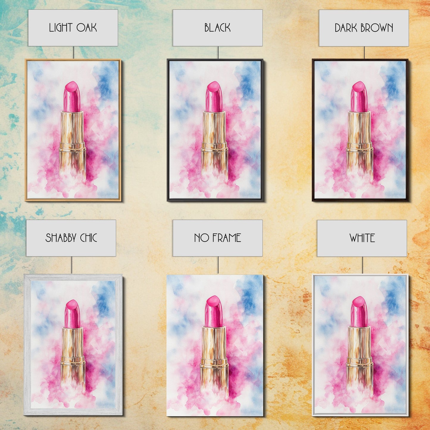 Pink Lipstick Framed Canvas Print, Preppy Dorm Room Decor, Makeup Wall Art, Girl's Dorm Room Wall Art, Preppy Art, Preppy Style Decor