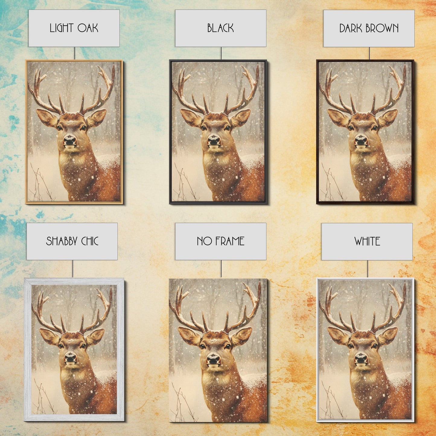 Portrait of a Deer in Winter, Framed Canvas print, Winter Decor, Winter Not Christmas Wall Art, Seasonal Decor