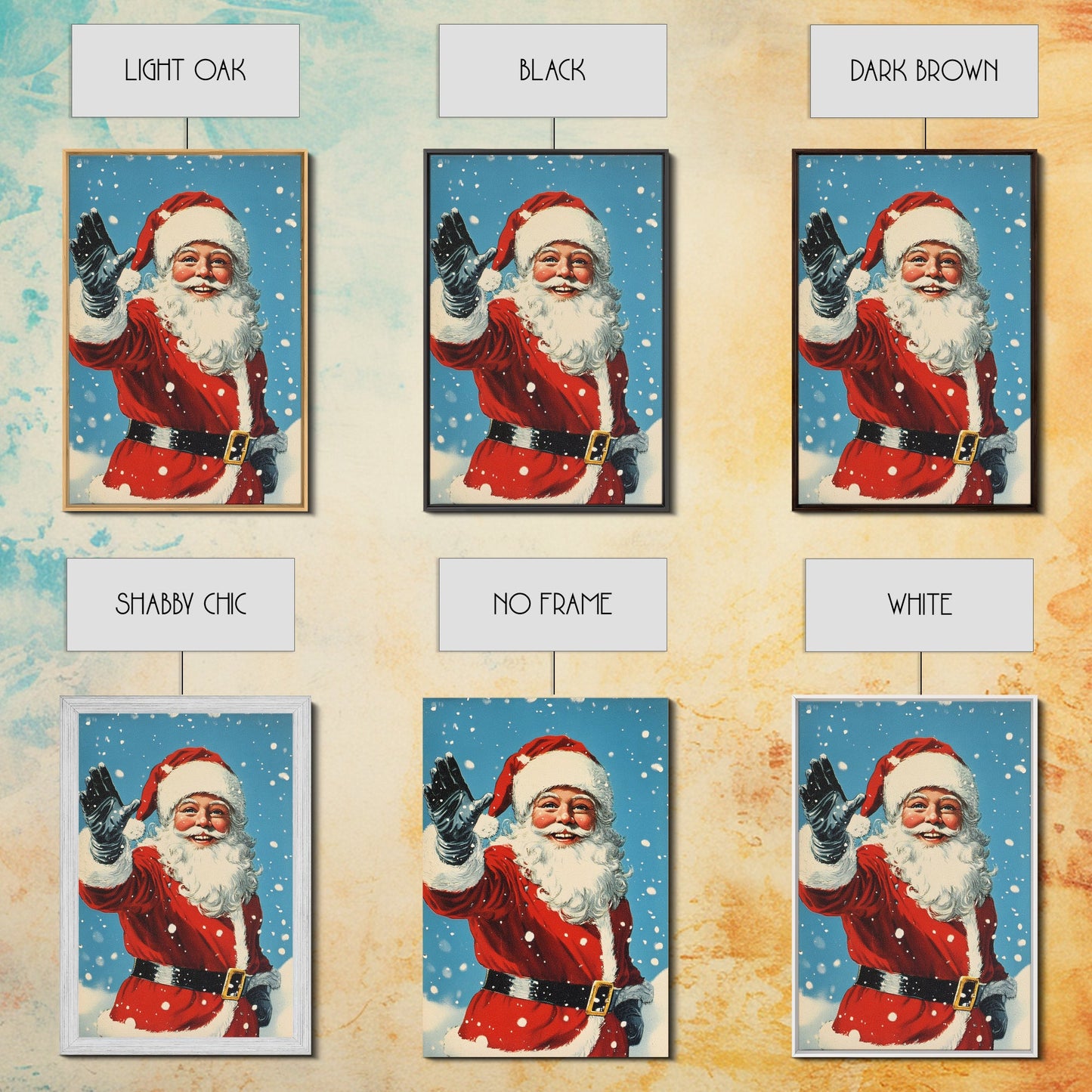 Portrait of Santa Waving Framed Canvas Print, Santa Painting, Santa Art, Santa Home Decor, Christmas Wall Art, Seasonal Christmas, Clearance Christmas