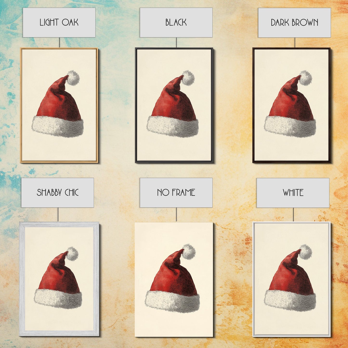 Painting of Santa's Hat Canvas Print - Framed Canvas - Minimalist Christmas Art - Boho Christmas Art - Rustic Christmas Art