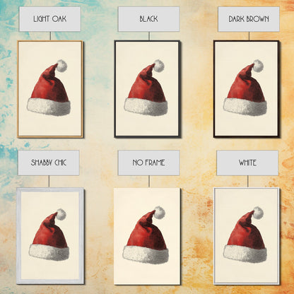 Painting of Santa's Hat Canvas Print - Framed Canvas - Minimalist Christmas Art - Boho Christmas Art - Rustic Christmas Art