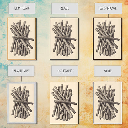 Retro Cinnamon Sticks Canvas Print - Framed Canvas - Minimalist Christmas Art - Boho Christmas Art - Rustic Christmas Art