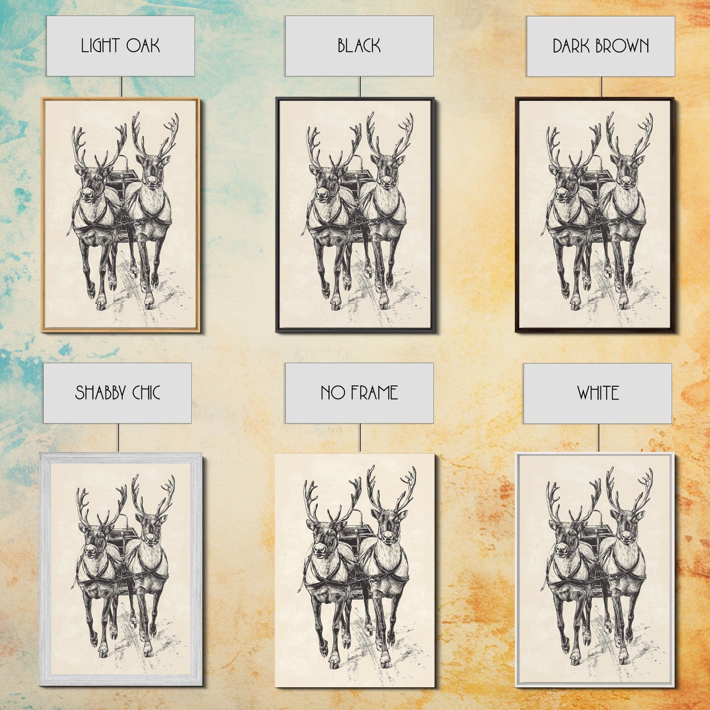 Santa's Sleigh Canvas Print - Framed Canvas - Minimalist Christmas Art - Boho Christmas Art - Rustic Christmas Art