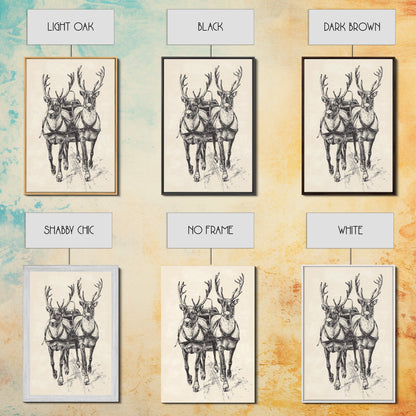 Santa's Sleigh Canvas Print - Framed Canvas - Minimalist Christmas Art - Boho Christmas Art - Rustic Christmas Art