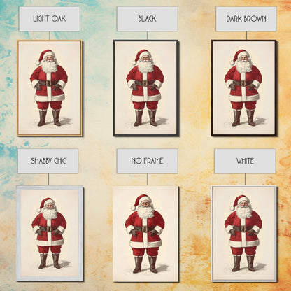 Cheerful Santa Clause Canvas Print - Framed Canvas - Minimalist Christmas Art - Boho Christmas Art - Rustic Christmas Art