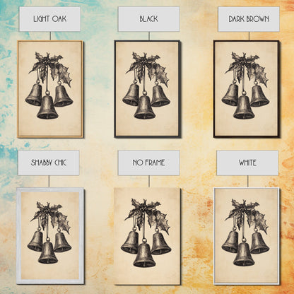 Christmas Bells Canvas Print - Framed Canvas - Minimalist Christmas Art - Boho Christmas Art - Rustic Christmas Art