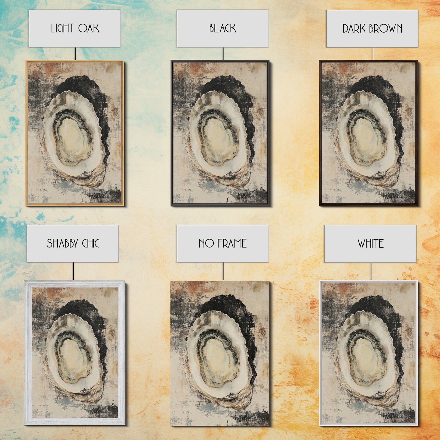 Oyster Painting Print Coastal Watercolor Wall Art Sea Shell Print Minimalist Poster Oyster Shell Painting Oyster Shell Art