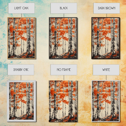 Birch Forest Art Print Autumn Aspen Trees Wall Art Birches Canvas Print Watercolor Landscape Colorado Art Neutral Fall Forest Painting
