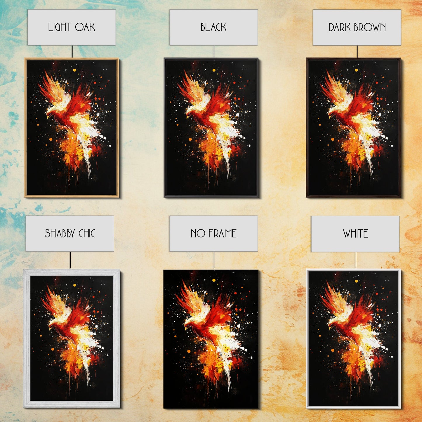 Phoenix In Flames, Retribution, Framed Canvas Print, The Phoenix, Framed Wall Art, Original Painting Phoenix, Punk Art, Graffiti Art