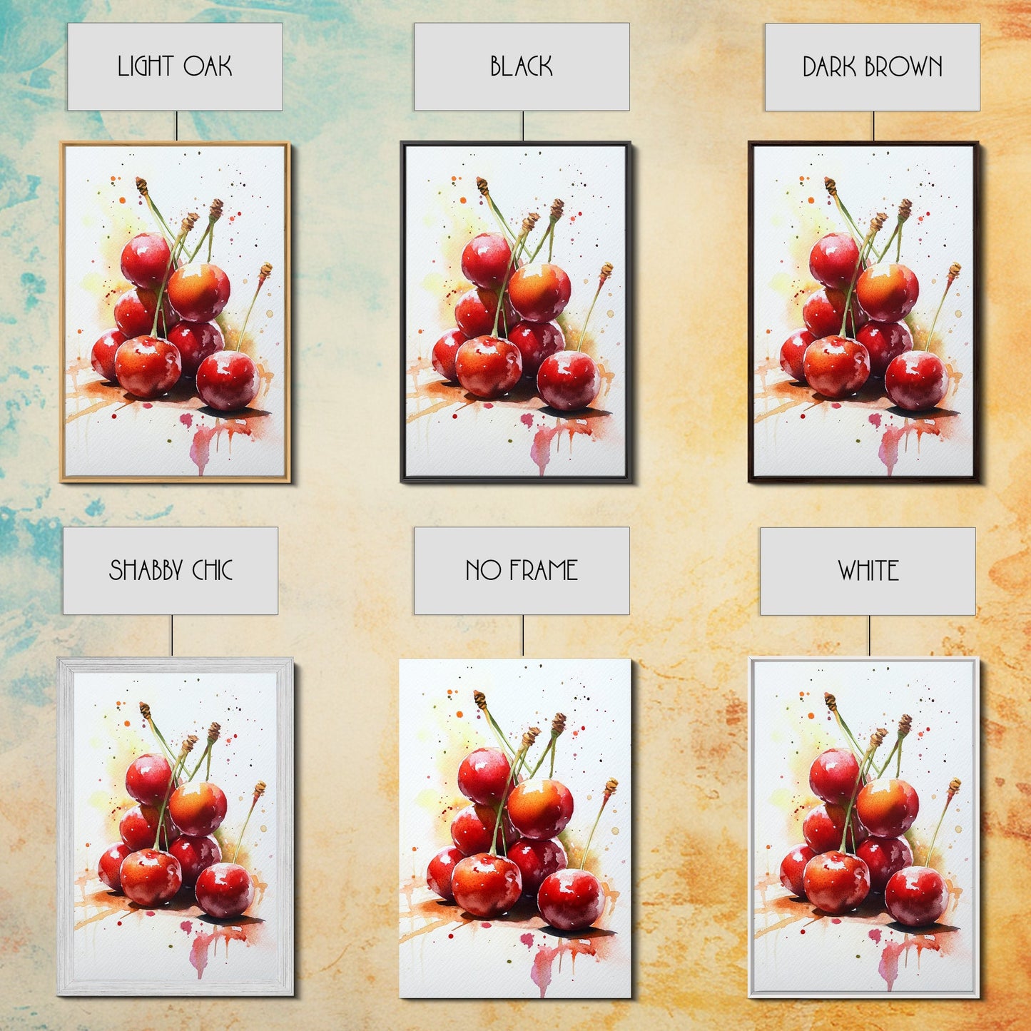 Cherry Wall Art Canvas Print, Cherry Painting, Kitchen Food Decor, Kitchen Wall Art, Original Cherry Painting, Home Decor For Kitchen