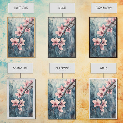 Home Decor Cherry Blossoms Wall Art, Cherry Blossom Art, Large Gallery Wrapped Canvas, Ready To Hang Aesthetic Decor, Cherry Blossom Art