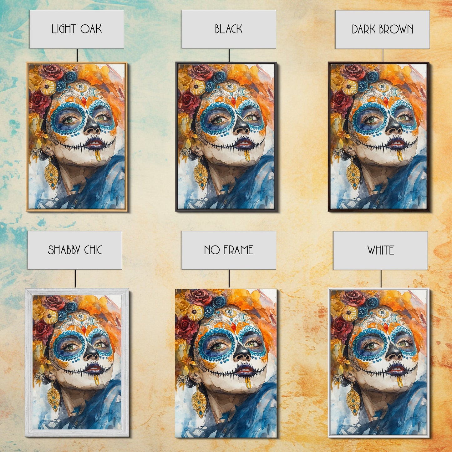 Chicano Art Framed Canvas Print, Day of the Dead / Dia De Los Muertos Wall Art, Mexicano Decor, Mexicano Wall Art, Senora Portrait