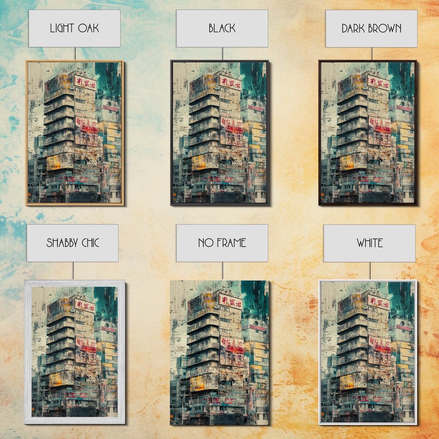 Cyberpunk Style Retro-Futurism Wall Art, Framed Canvas Print, Cyber Punk Home Decor, Cityscape Art