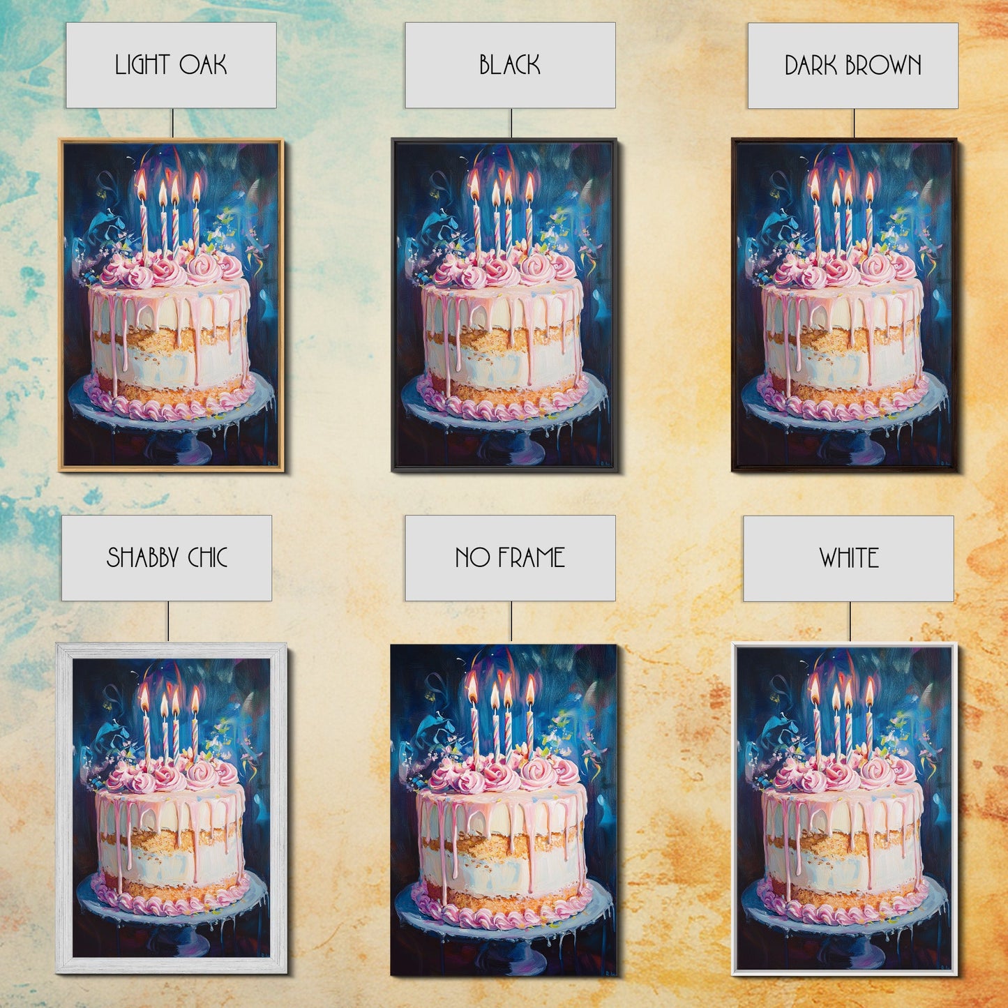 The Birthday Cake, Abstract Canvas Print Oil Painting Of a Birthday Cake, Kitchen Decor, Food Review Kitchen Art, Dining Room Art