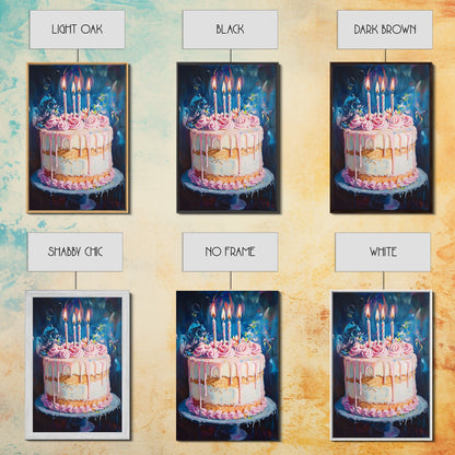 The Birthday Cake, Abstract Canvas Print Oil Painting Of a Birthday Cake, Kitchen Decor, Food Review Kitchen Art, Dining Room Art