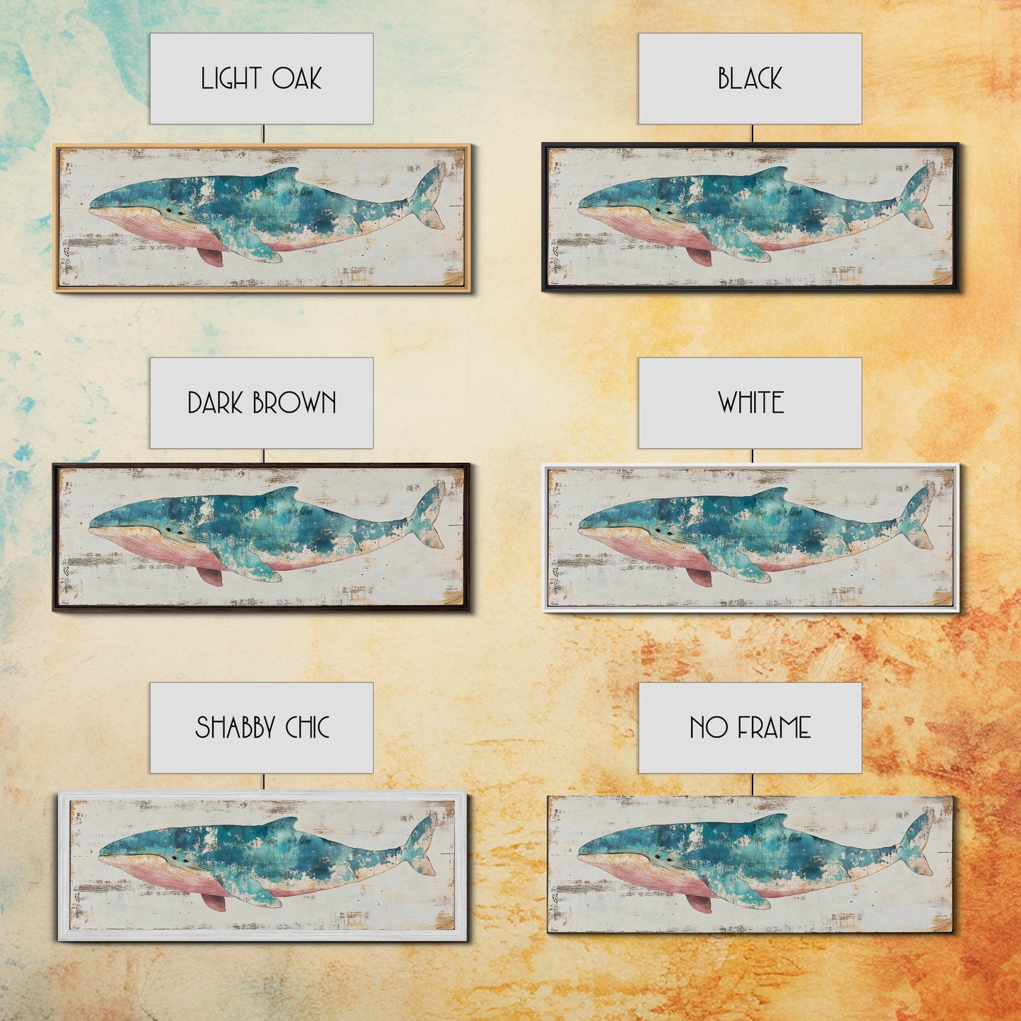 Humpback Whale Panoramic Wall Art Canvas Print - Wood Framed Canvas - Nautical Decor - Ready To Hang, Whale Art, Whale Fine Art