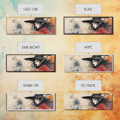 Panoramic Portrait of a Witch - Wabi Sabi Halloween Mashup - Halloween Decor - Witchy Wall Art - Witch Painting - Witch Art