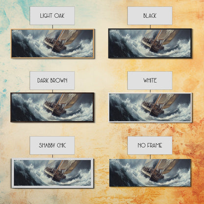 The Storm and the Sailboat Framed Canvas Print - Sailboat Painting - Nautical Decor - Hurricane Painting - Nautical Sailboat Landscape Painting