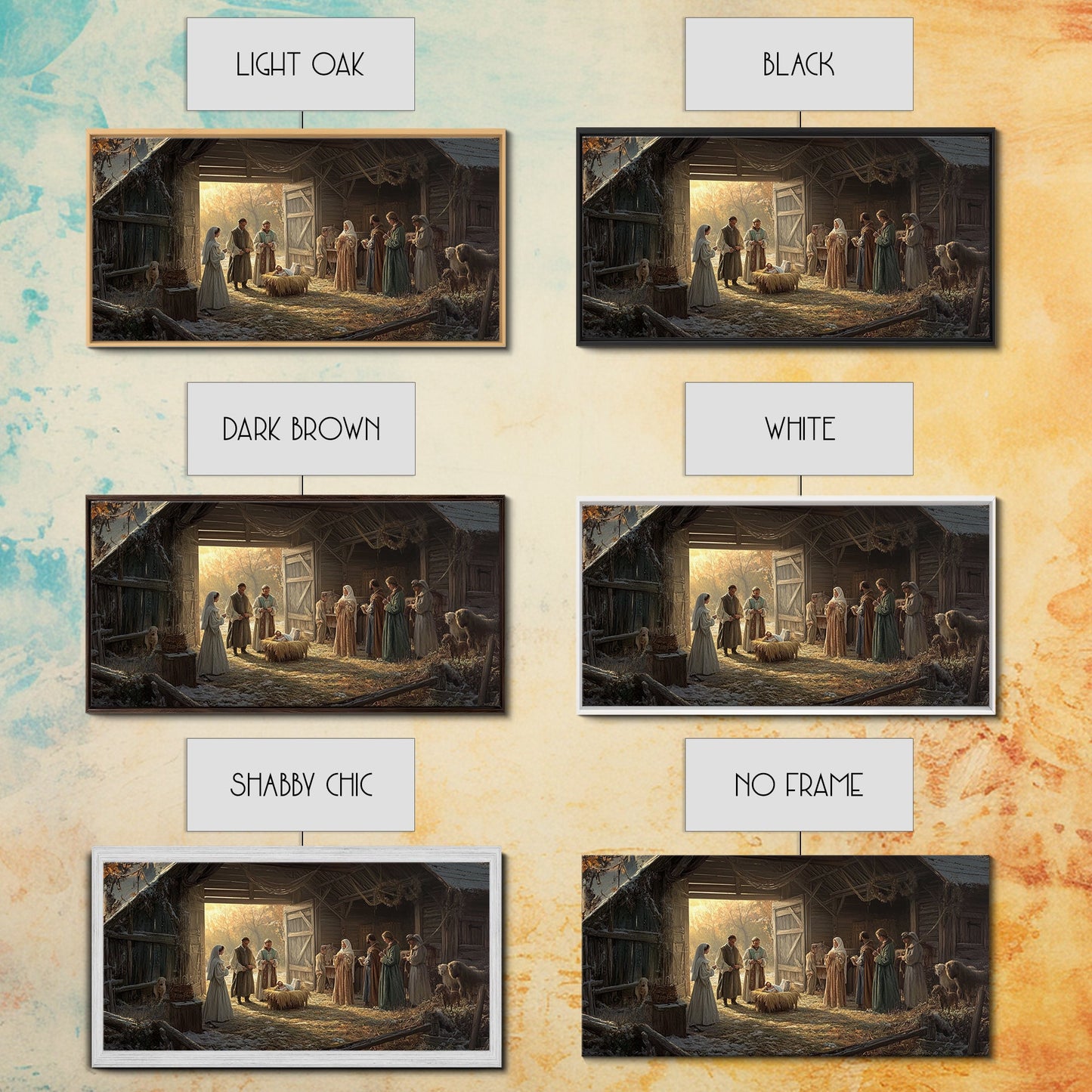 Christmas Nativity Wall Art, Framed Canvas Print, Nativity Oil Painting, Nativity Art Print, Christmas Seasonal Wall Art Living Room Decor