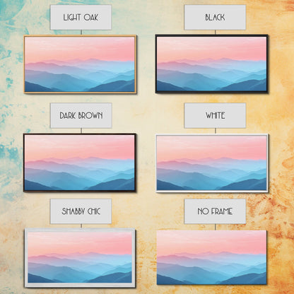 Vaporwave Landscape Painting Print of The Blue Ridge Mountains, Framed Canvas Print, Foggy Mountain Landscape Painting, Ready To Hang Art