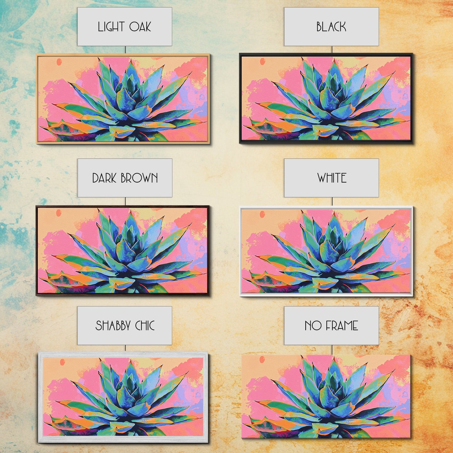 Blue Agave Wall Art Framed Canvas Print | Mexicano Art | Pueblo Style Southwestern Art | Arizona Art | Mexicano Wall Art | Agave Painting