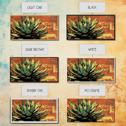 Blue Agave Pueblo Art Framed Canvas Print - Art of Arizona - Mexicano Home Decor - Chicano Art - Agave Painting - Bar Decor - Living Room Art