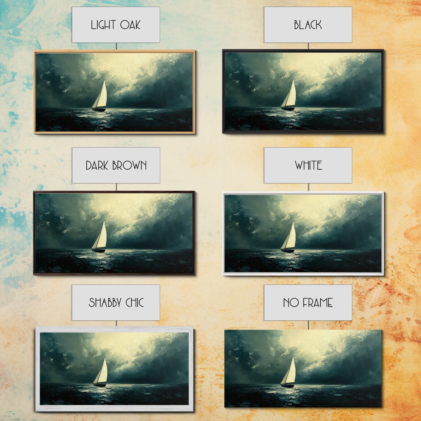 Sailing Through The Storm - Framed Canvas Print - Nautical Home Decor - Sailboat Painting - Sailing Painting - Nautical Seascapes Art