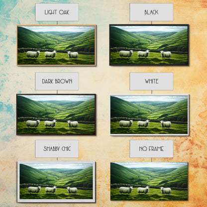 Scottish Highlands Canvas Print | Scottish Farmhouse Wall Art | Painting of Sheep in Scotland | Scotland Landscape Oil Painting