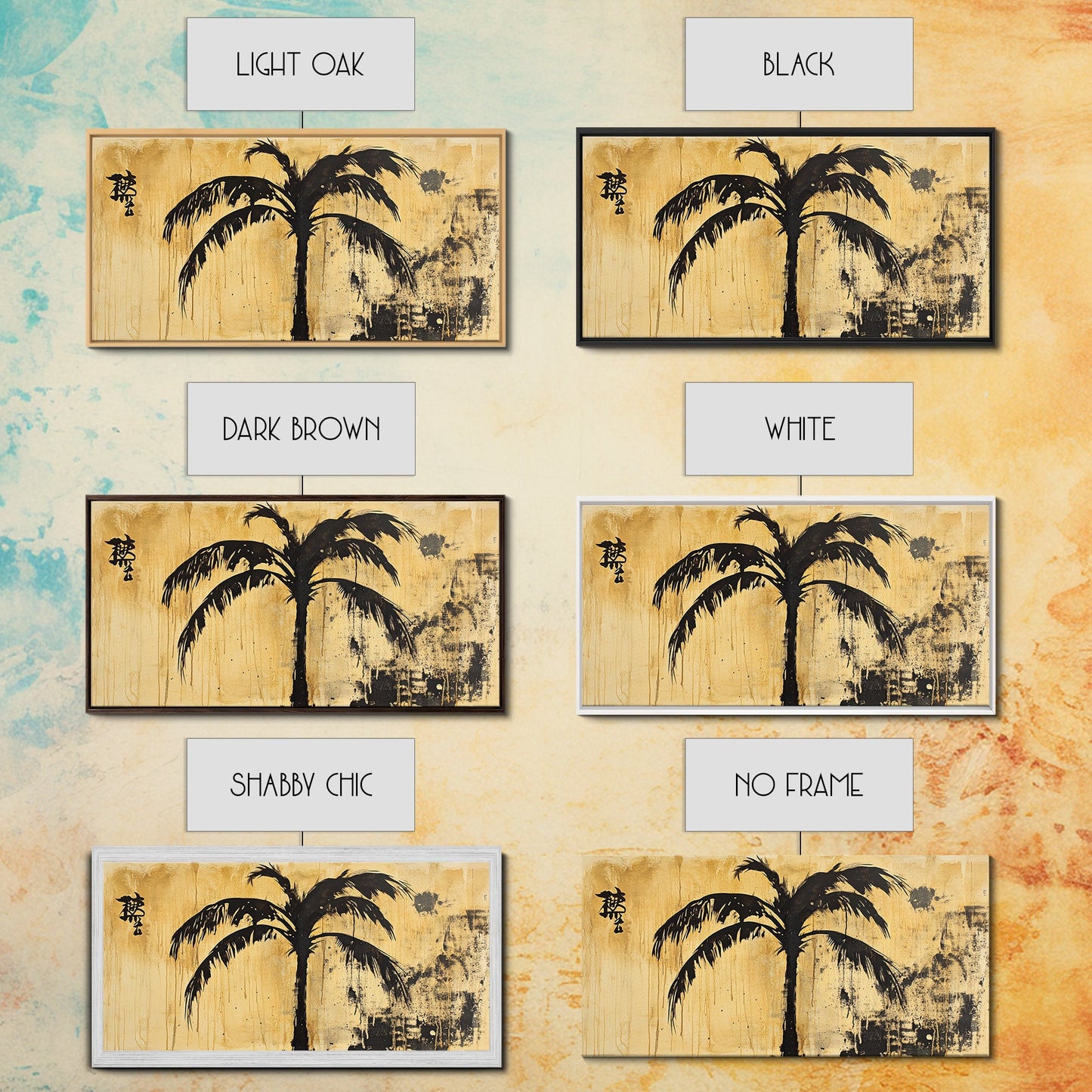 Palm Tree Abstract Painting Print, Coastal Decor, Framed Canvas Ready To Hang, Nautical Painting, Coastal Home Decor, Living Room Palm Tree Art