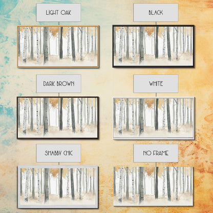 Aspen Trees Oil Painting Print Canvas, Autumn Aspens Print, Muted White Winter Wall Art, Country Farmhouse Wall Decor, Abstract Landscape Art