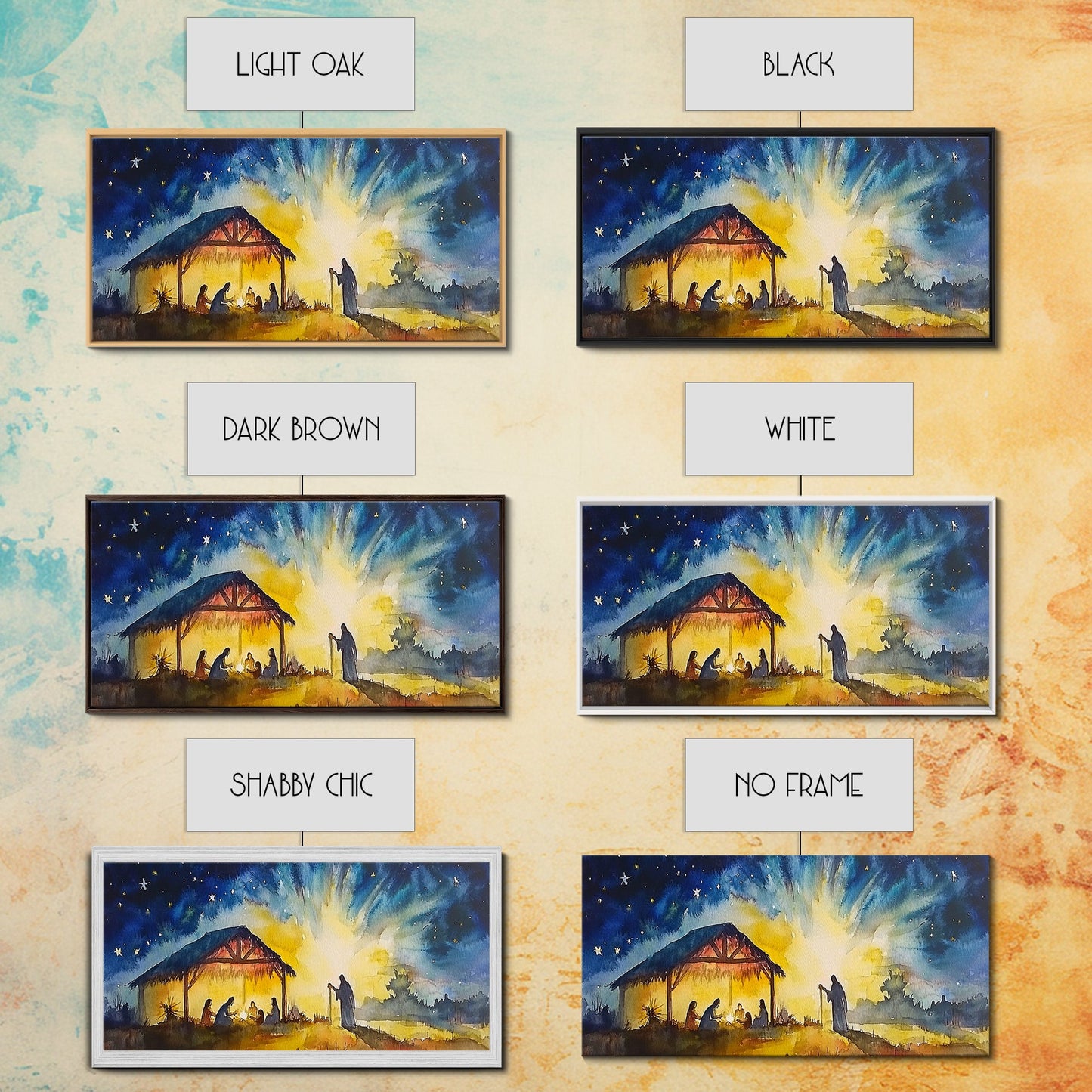 Christmas Wall Art Framed Canvas Print - Nativity Painting - Nativity Decor - Christian Wall Art - Jesus Art - Jesus Painting