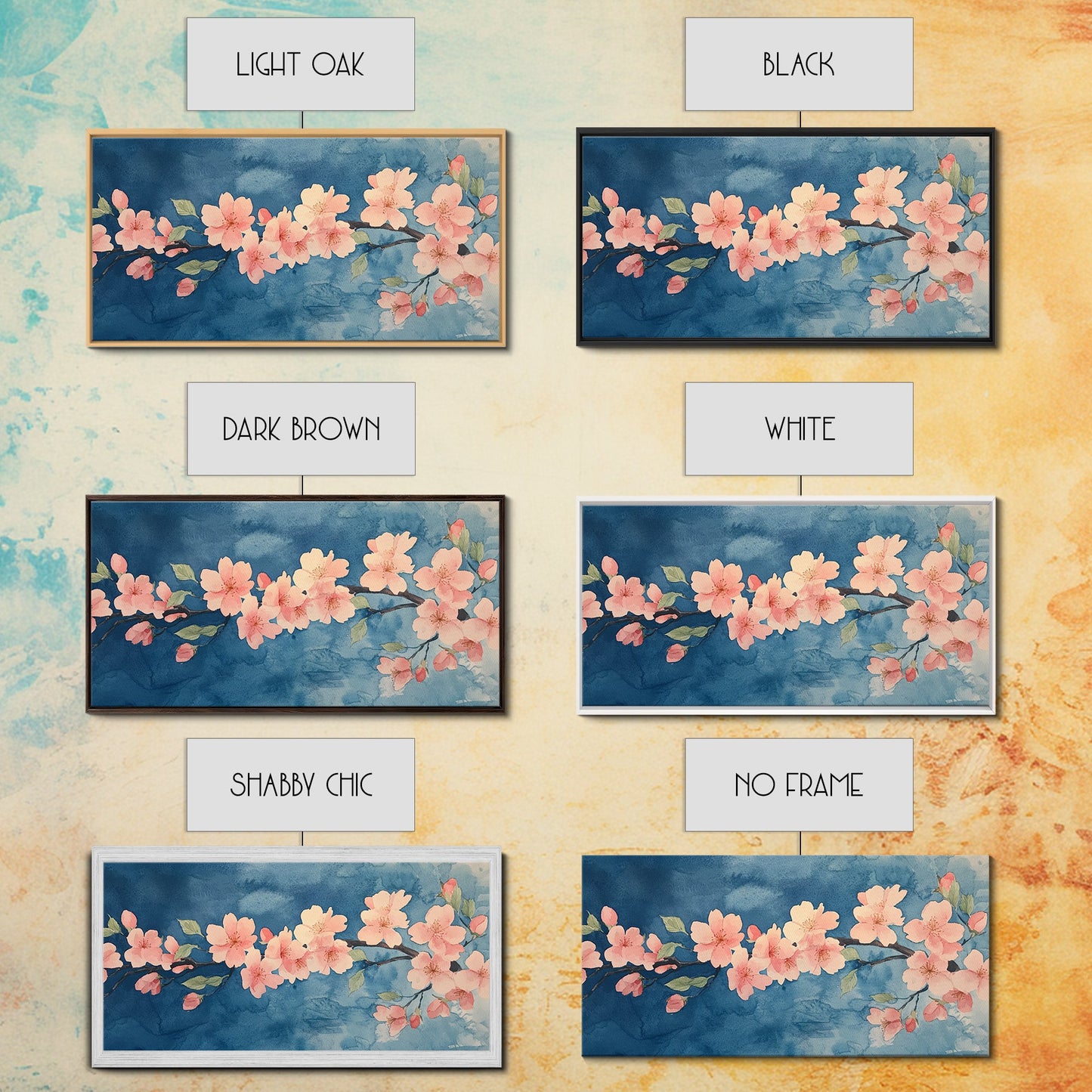 Kirschblüten-Wandbild auf Leinwand – Rosa Kirschblüten-Ölgemälde auf Leinwand – Wabi-Sabi-Wandkunst – Lila Baum-Naturdekor