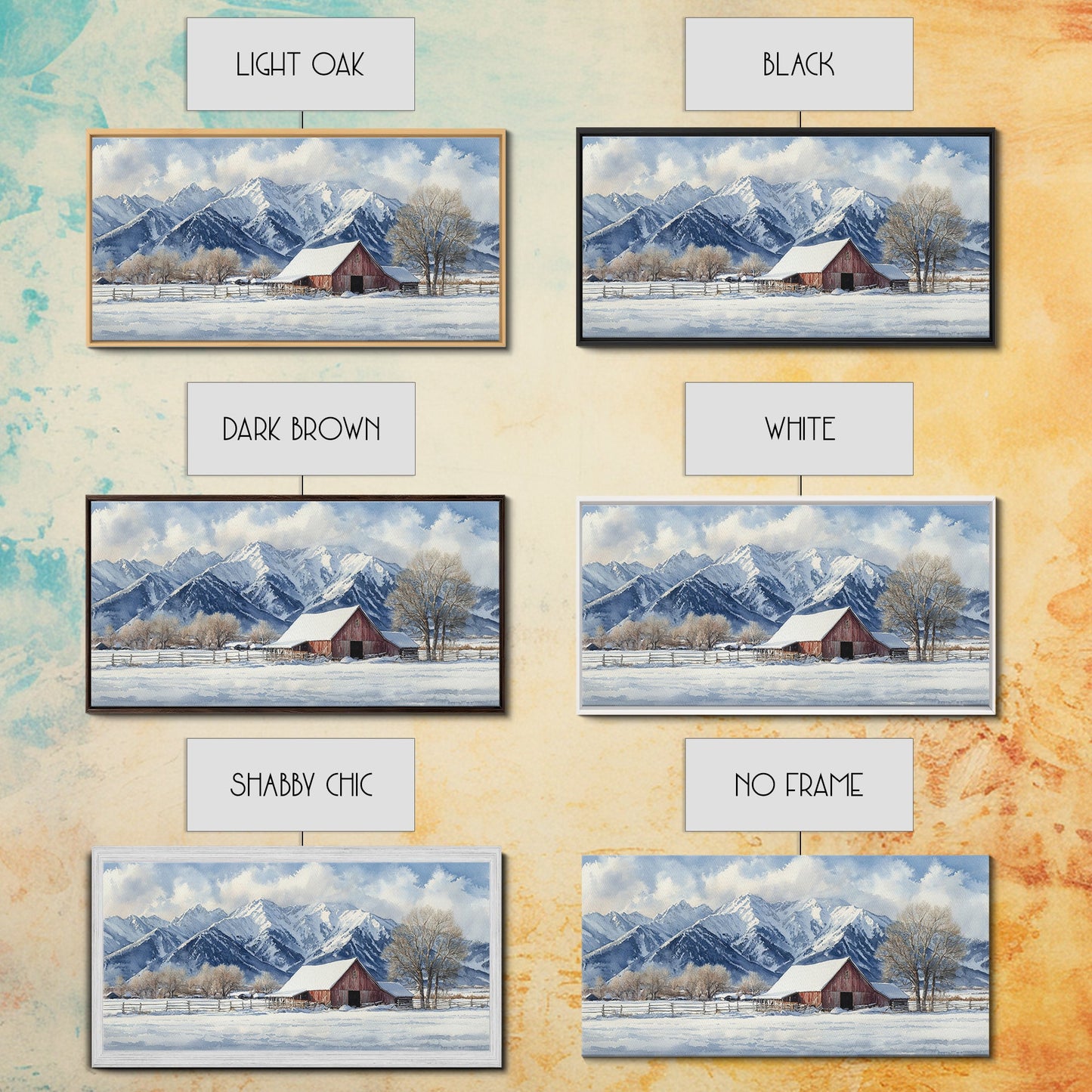 Winter Cabin Oil Painting Print - Rustic Farmhouse Decor - Modern Farmhouse - Cabin Decor - Rural America Oil Painting Print