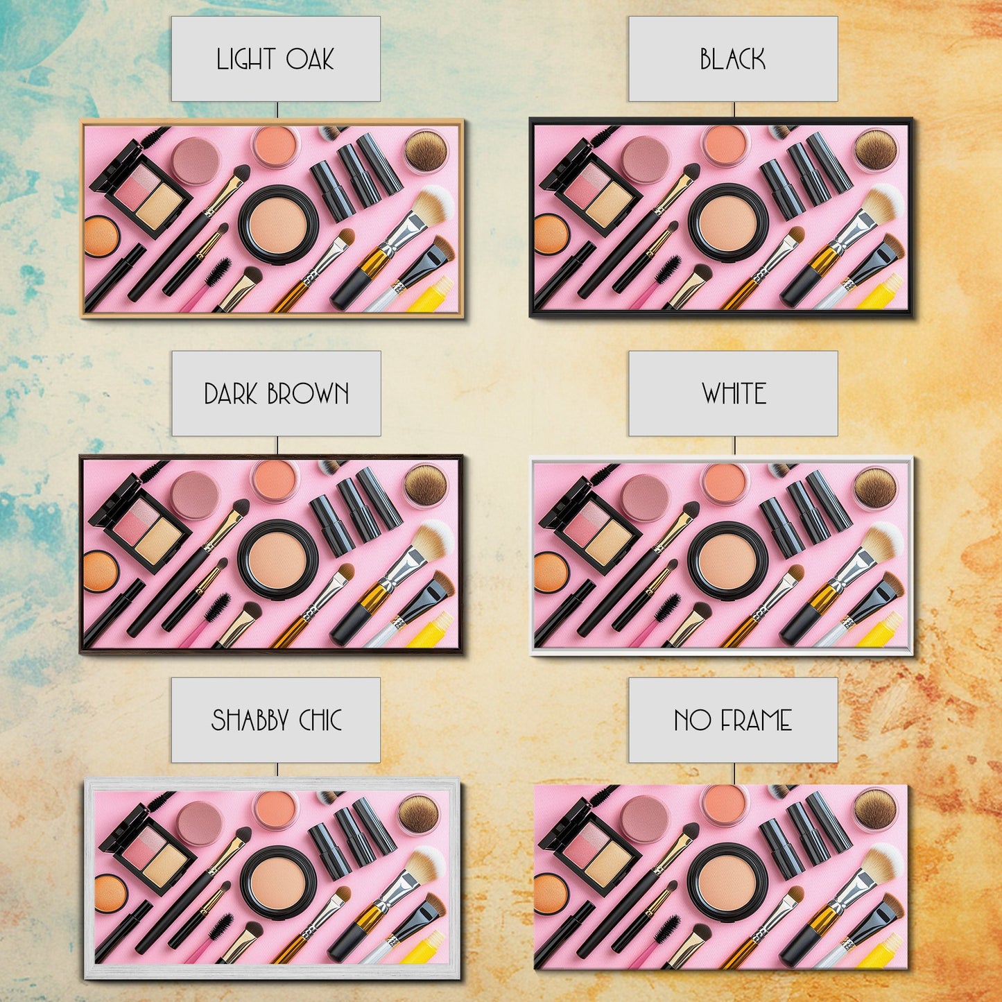 Makeup Spread Wall Art, Make Up Canvas Print, Preppy Dorm Room Wall Art, Girl's Dorm Room Wall Art, Makeup Painting