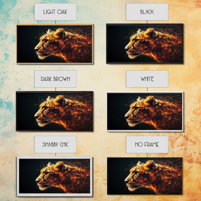 Horizontal Cheetah Print - Framed Canvas Print - Cheetah Painting - Cheetah Wall Art - Big Cat Wall Art - Thought Provoking Abstract Art