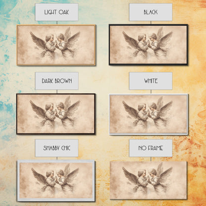 Guardian Angel Wall Art, Angel Painting Canvas Print, Angel Sketch, Angelic Home Decor, Christian Art, Christianity Home Decor