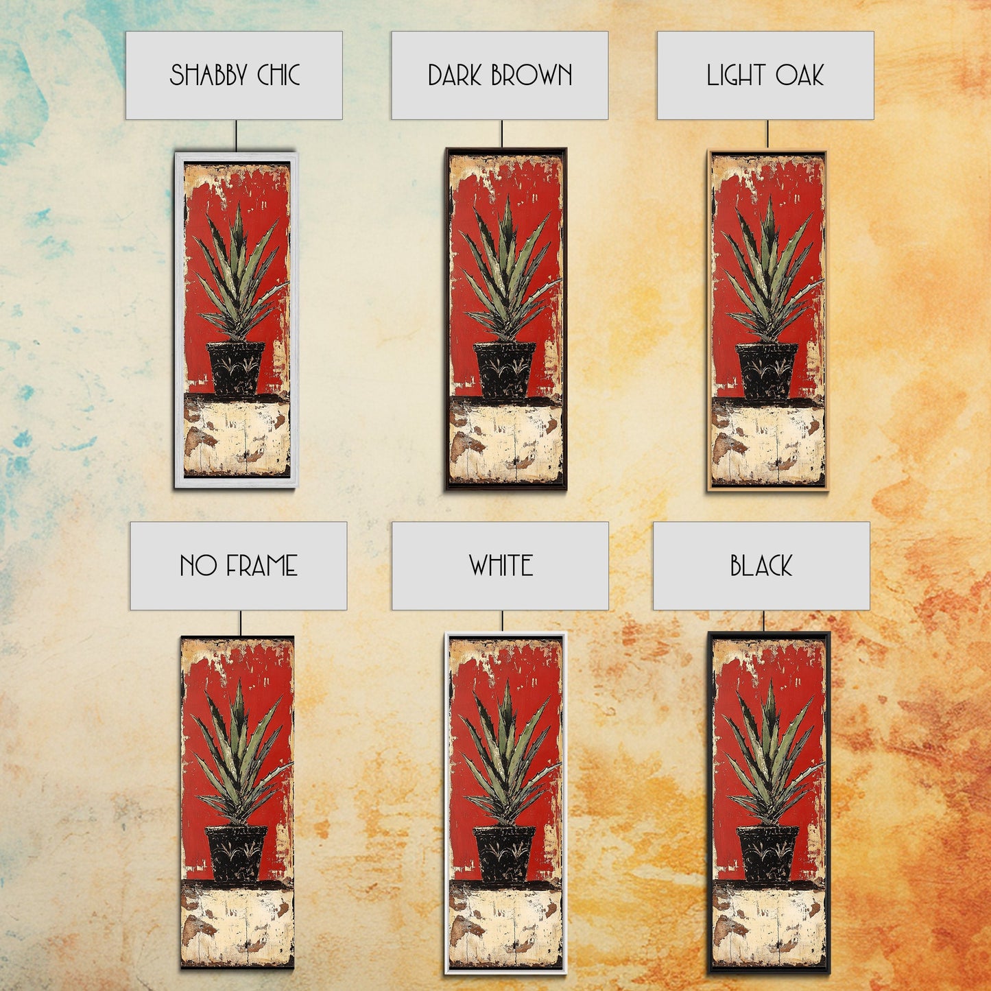 Agave Plant in Red Pot Canvas Print Southwest Wall Art Rustic Decor Botanical Prints Bold Colors Living Room Art