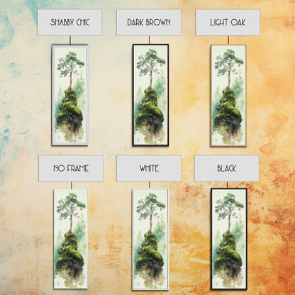 Framed Canvas Print Serene Tree Art Nature-Inspired Decor Wabi Sabi Art Botanical Print Calm Green Tones Above Couch Art Minimalist Decor