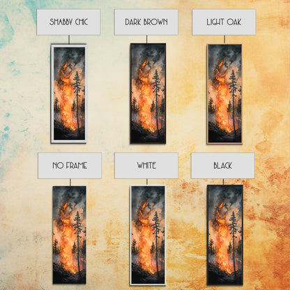 Fiery Forest Flames Canvas Print – Dark Moody Art, Forest Fire Scene, Dramatic Wall Art, Wabi Sabi Wall Art, Above Bed Decor, Rustic Wall Art