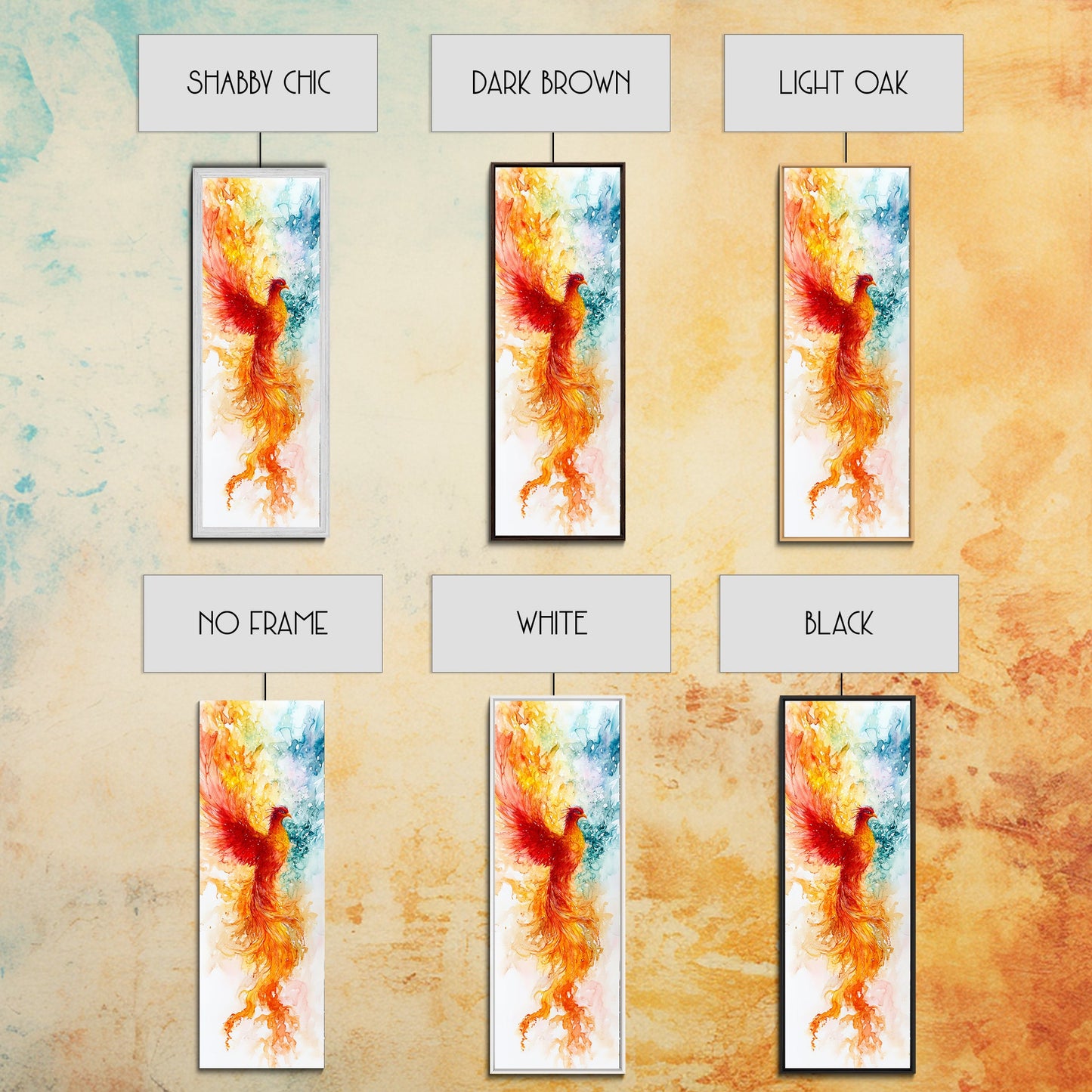 Ethereal Phoenix Rising from the Ashes in Subtle Pastel Shades – Mystical Bird Canvas Print, Ideal Wall Art for Calm and Cozy Spaces