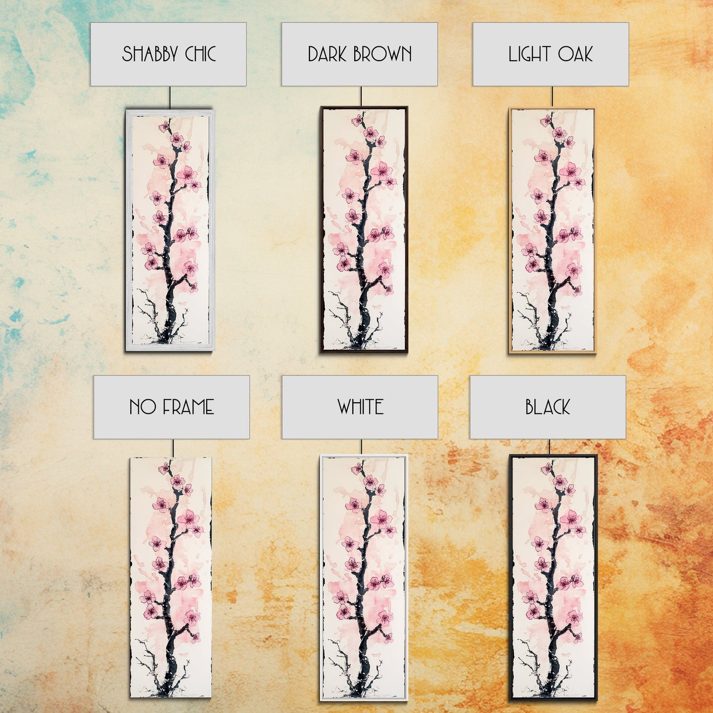 Delicate Cherry Tree in Bloom Painting - Canvas Print for Japanese Floral Art, Spring Blossom Decor, Nature-Inspired Wall Art, Botanical Print