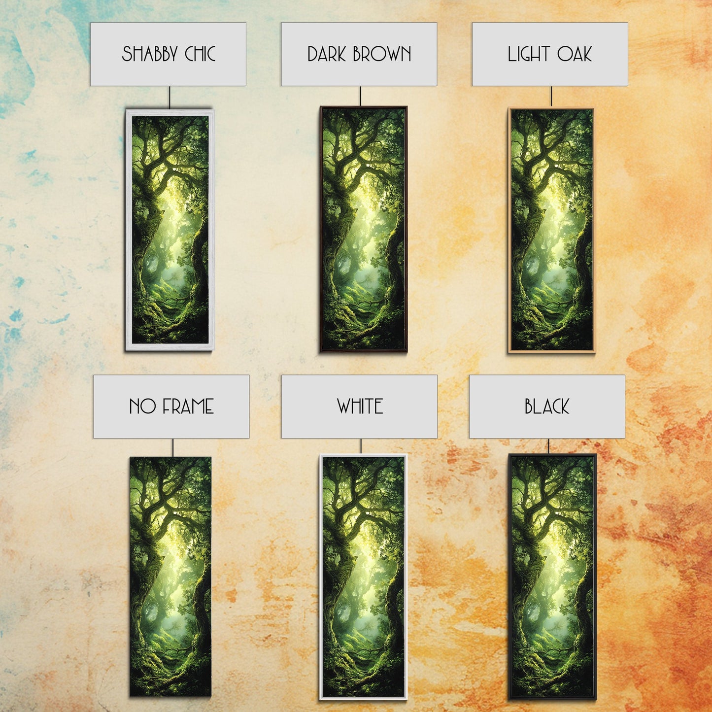 Light Twists Through the Bent Trees, Framed Canvas Print, Accent Piece Wall Art, Fantasy Landscape Painting