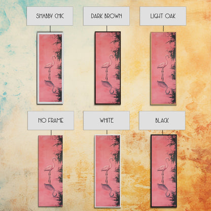 Reflections of a Pink Flamingo, Framed Canvas Print, Vaporwave Wall Art, Coastal Decor, Living Room Accent Piece, Pink Flamingo Art