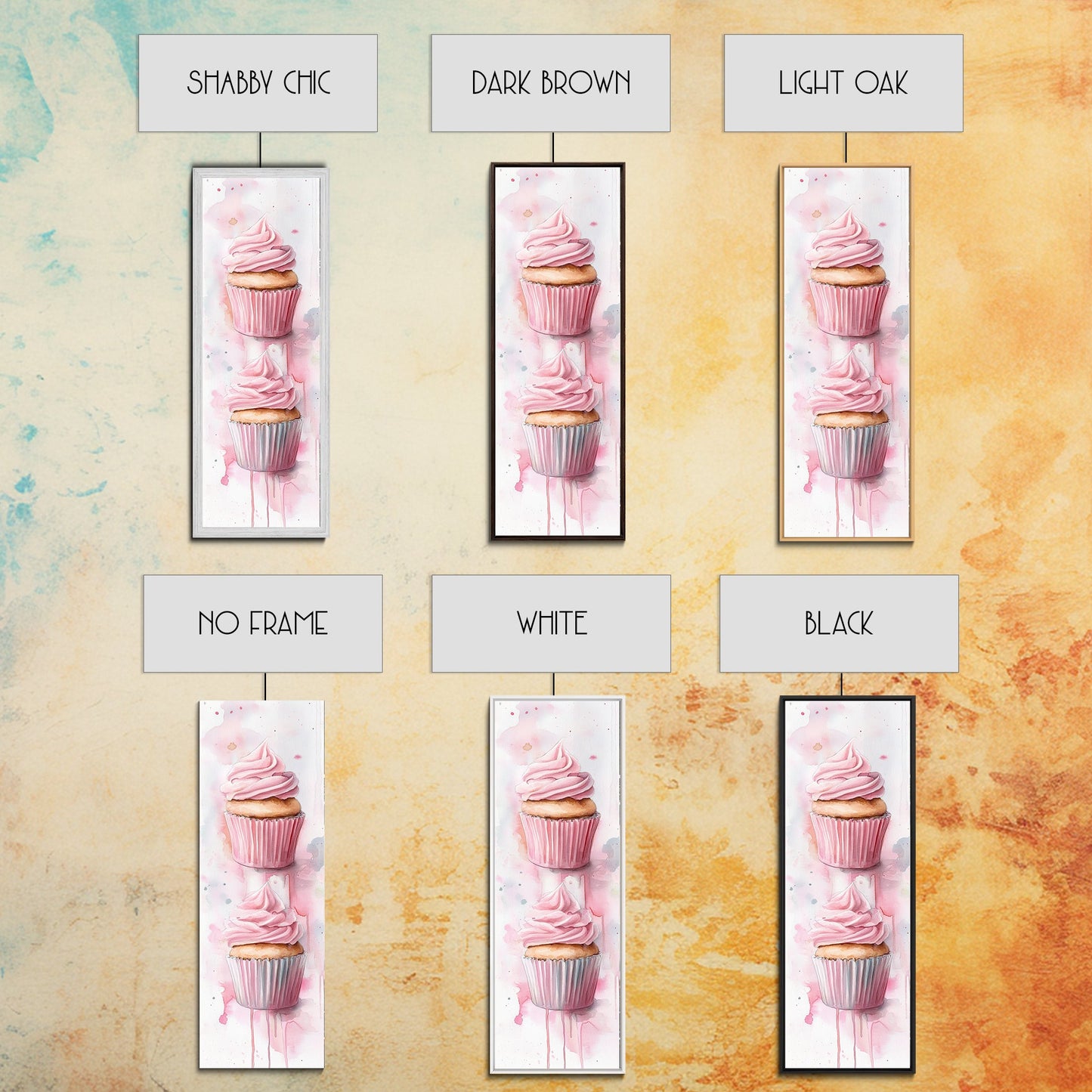 Cupcake Watercolor Canvas Print Food Review Kitchen Art Whimsical Art Rustic Decor Light Pink Wall Art Vertical Gift Idea Above Sofa