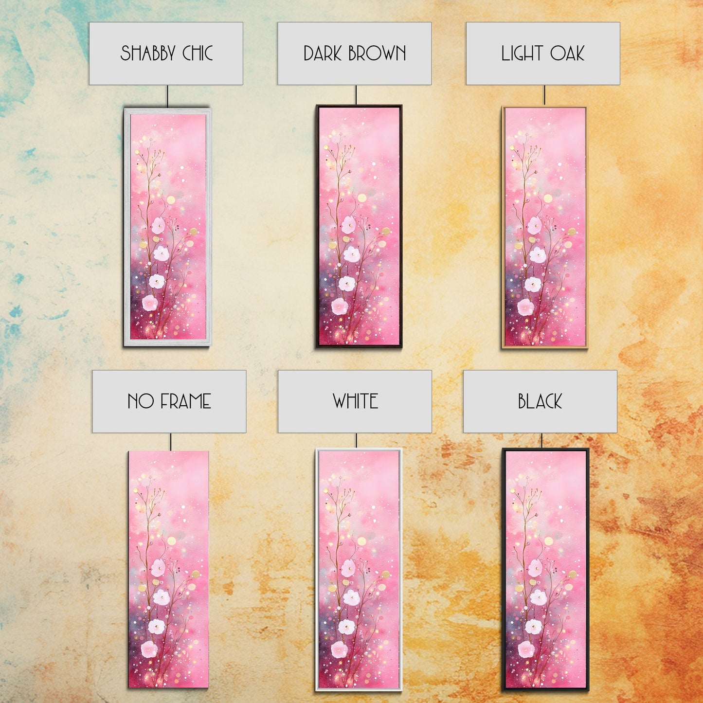 Ethereal Wildflower Painting Framed Canvas Print Featuring Dreamy Pink Abstract Art Perfect Living Room and Boho Aesthetic Spaces