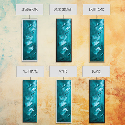 Textured Brushstroke Framed Canvas Print in Bold Teal, Geometric Wall Art, Vertical Wall Art, Coastal Decor, Bedroom Art, Gift Idea