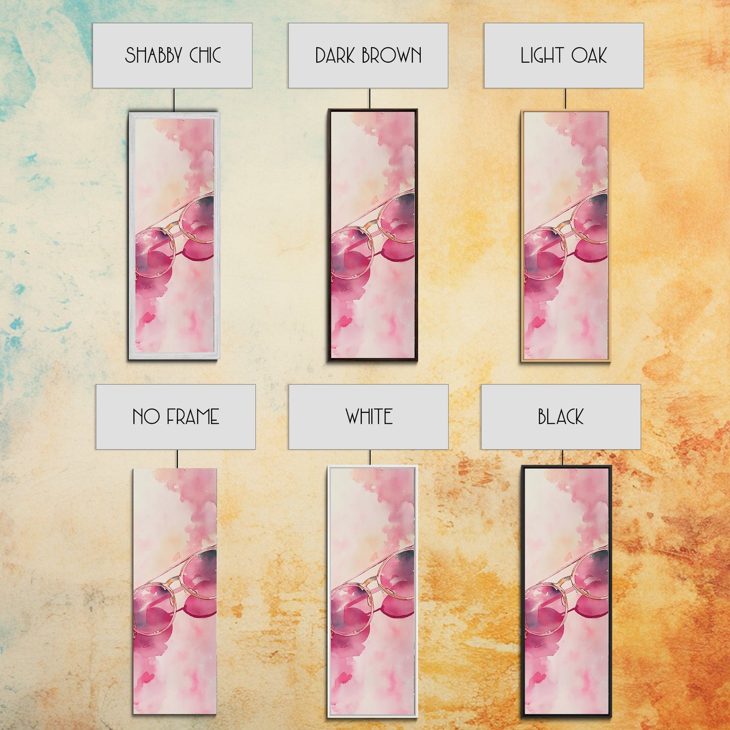 Retro Sunglasses Framed Canvas Print Pink Wall Art Light Pink Wall Art Dorm Decor Minimalist Art Above Couch Art Gift Idea